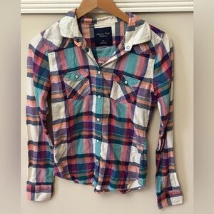 American Eagle Plaid Flannel Button Down Shirt